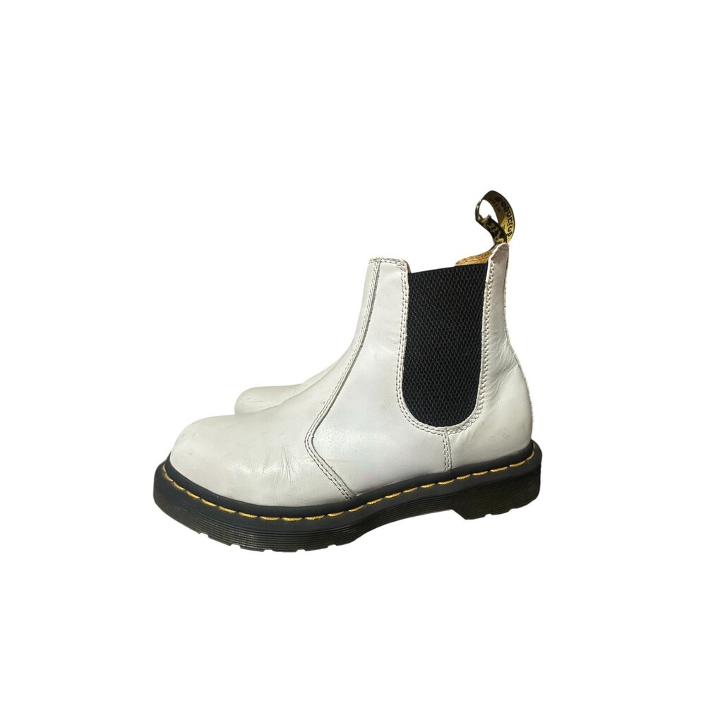 Dr. Martens 2976 Quad Platform Chelsea Boot Size L 9 White Leather Distressed
